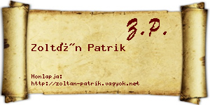 Zoltán Patrik névjegykártya
