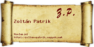 Zoltán Patrik névjegykártya